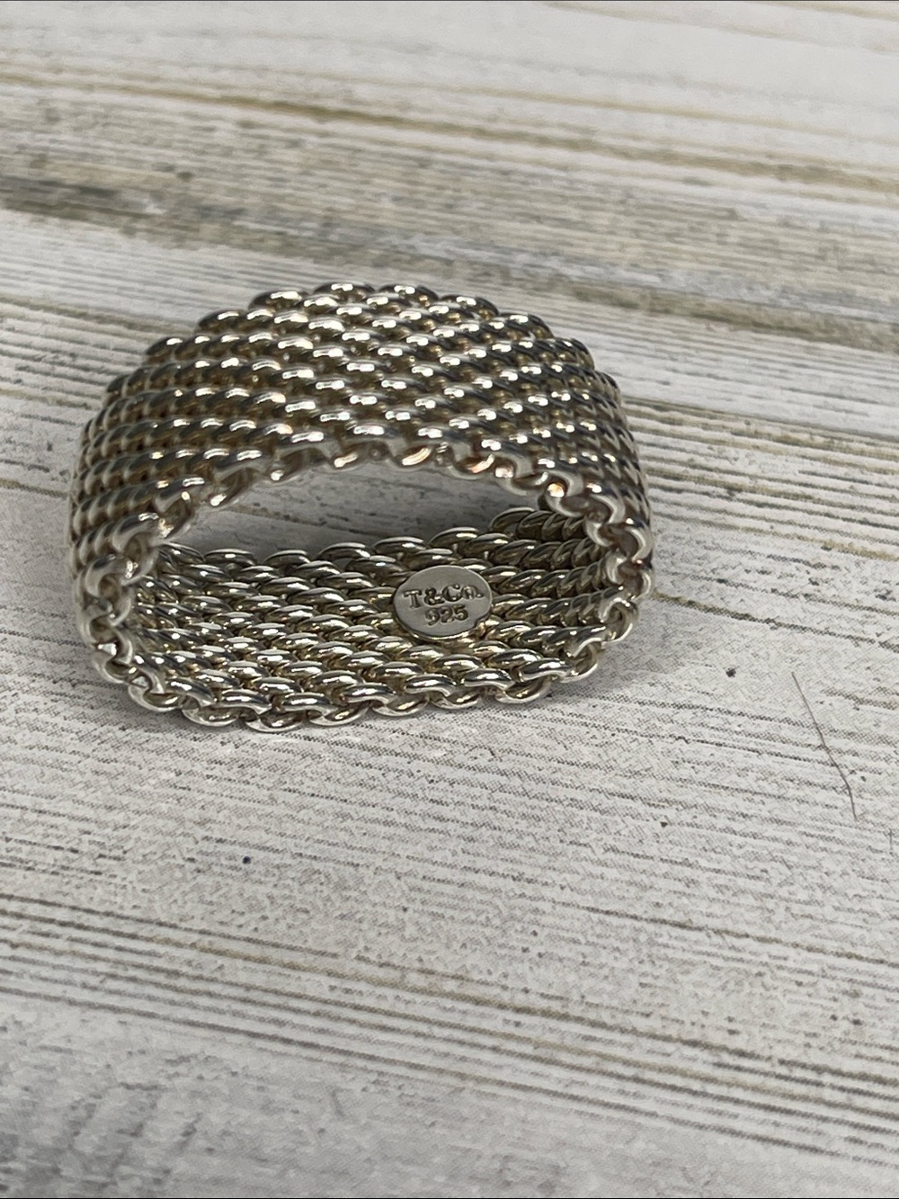 Tiffany & Co. Somerset Wide Mesh Ring Sterling Silver 925 - Picture 4 of 6